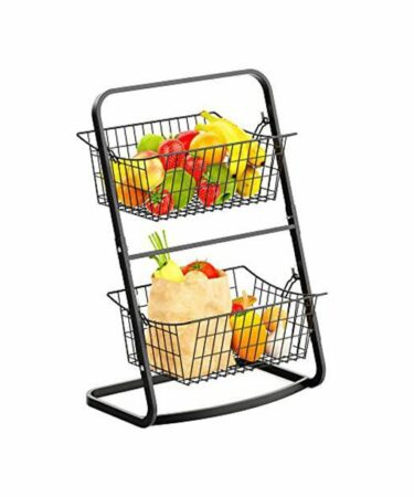 2 TIER BASKET STAND WITH REMOVABLE BASKET