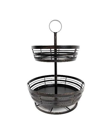 2 TIER BASKET WITH LAZY SUSAN BASE